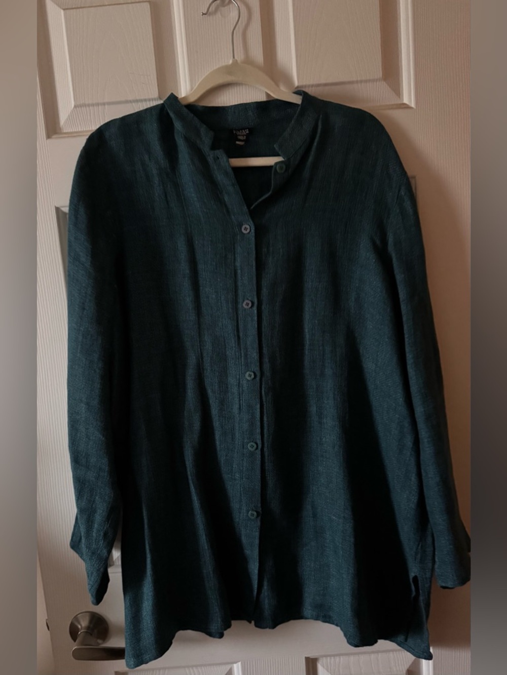 Eileen Fisher Teal Button-Front Tunic